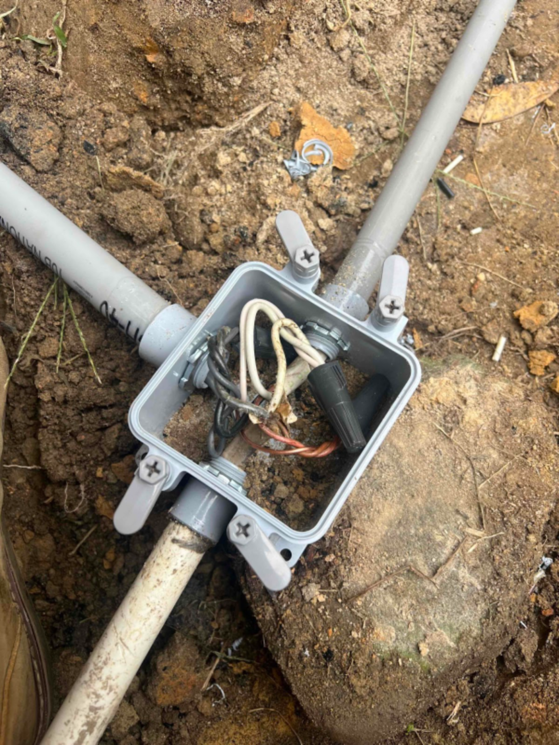 Junction box installation and protected wiring work