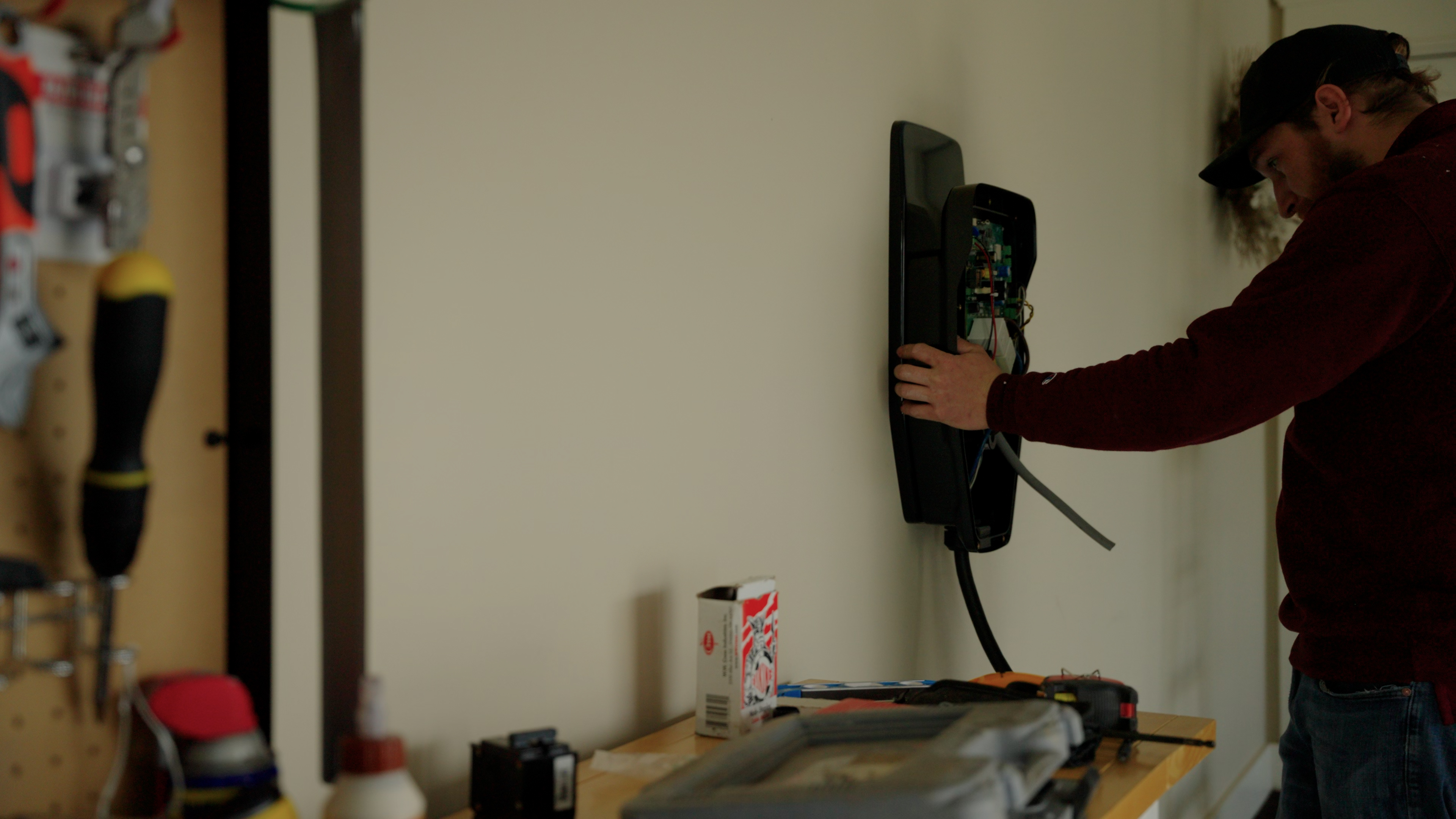 EV charger wiring connection during residential charger installation